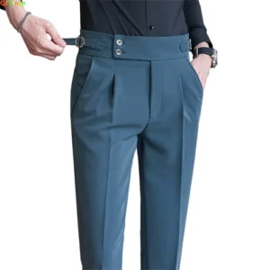 Turquoise Coton Men's Casual Pantalons